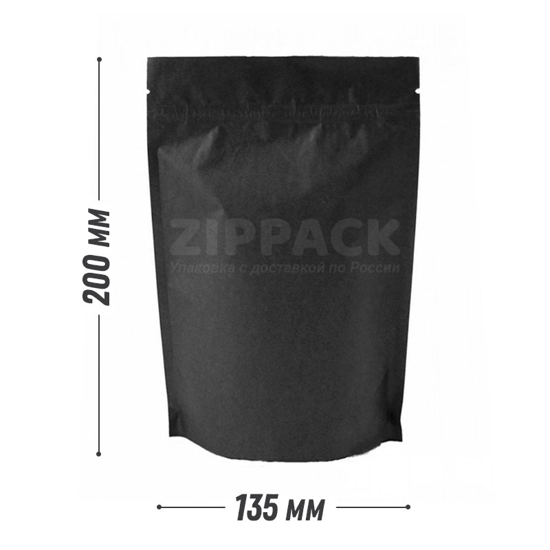 ДОЙ-ПАКЕТ 135х200 мм ЧЕРНЫЙ КРАФТ | с замком zip-lock D1730