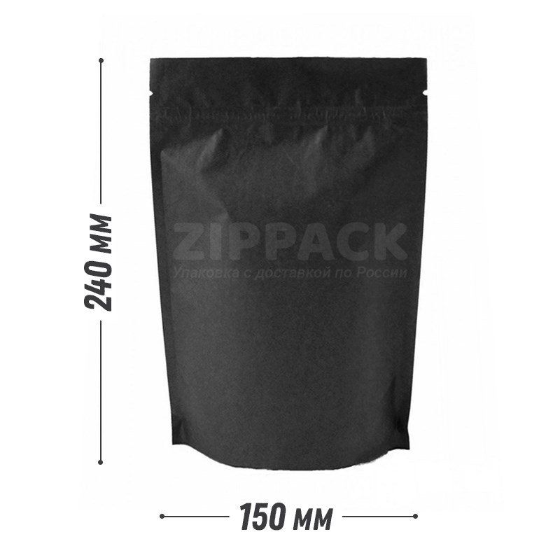 ДОЙ-ПАКЕТ 150х240 мм ЧЕРНЫЙ КРАФТ | с замком zip-lock D1731