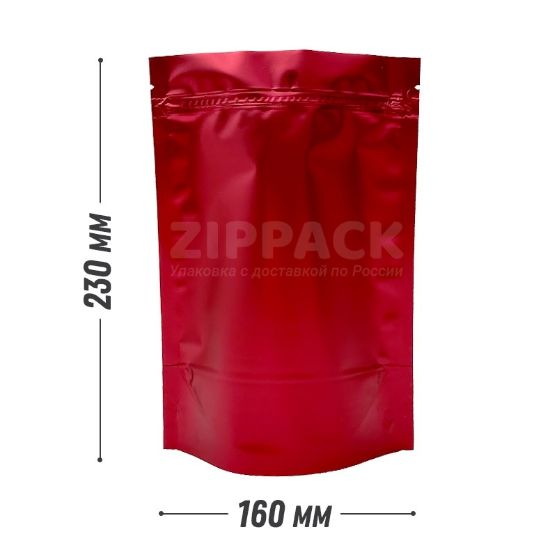 КРАСНЫЙ DOY-PACK 160х230 мм | Металлизированный матовый с zip-lock D3120
