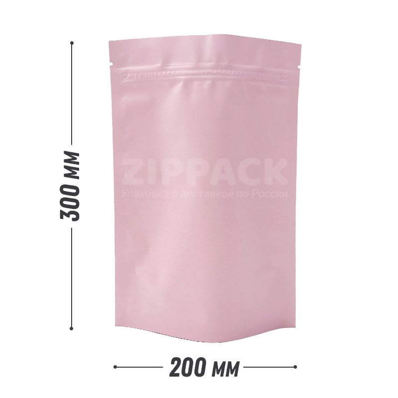РОЗОВЫЙ DOY-PACK 200х300 мм | Металлизированный матовый с zip-lock D3008