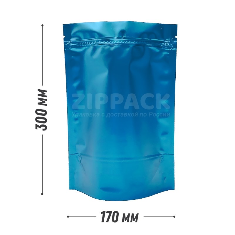 СИНИЙ DOY-PACK 170х300 мм | Металлизированный матовый с zip-lock D3040