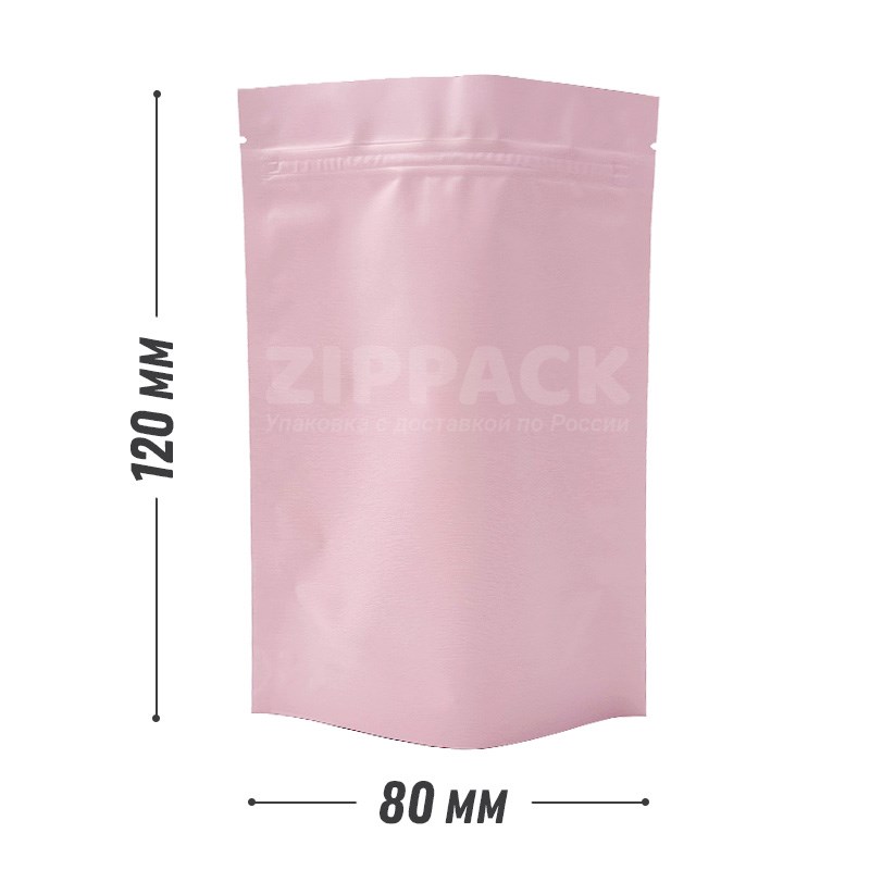 РОЗОВЫЙ DOY-PACK 80х120 мм | Металлизированный матовый с zip-lock D3009