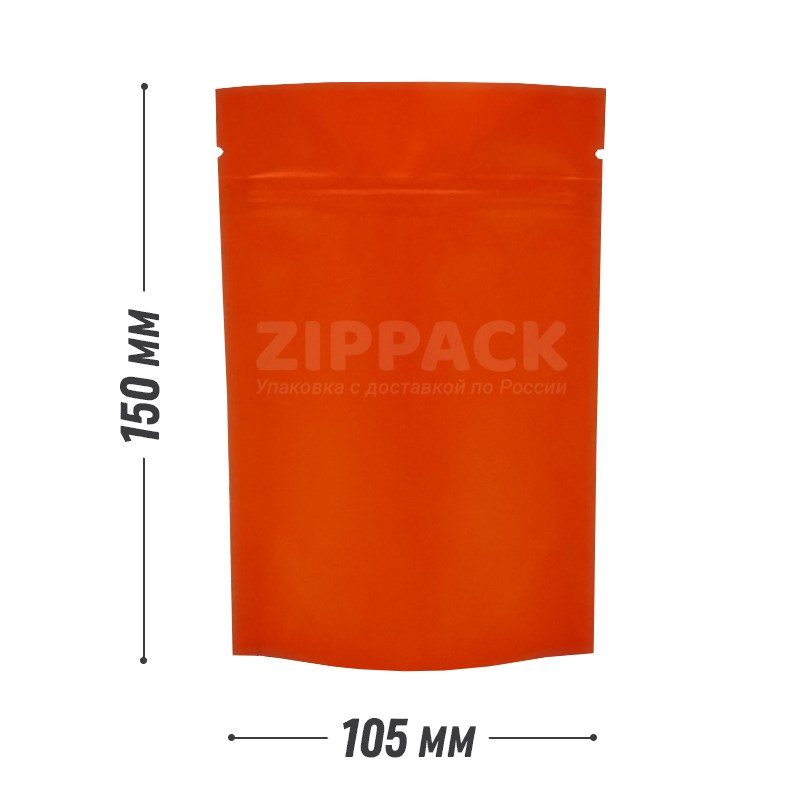 ОРАНЖЕВЫЙ DOY-PACK 105х150 мм | Матовый с замком zip-lock D3250