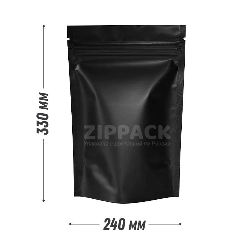 ЧЕРНЫЙ МАТОВЫЙ ДОЙ-ПАКЕТ 240х330 мм | Металлизированный с замком zip-lock D2309
