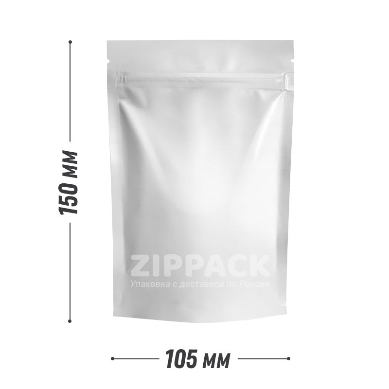 БЕЛЫЙ МАТОВЫЙ ДОЙ-ПАКЕТ 105х150 мм | Металлизированный с замком zip-lock D2201