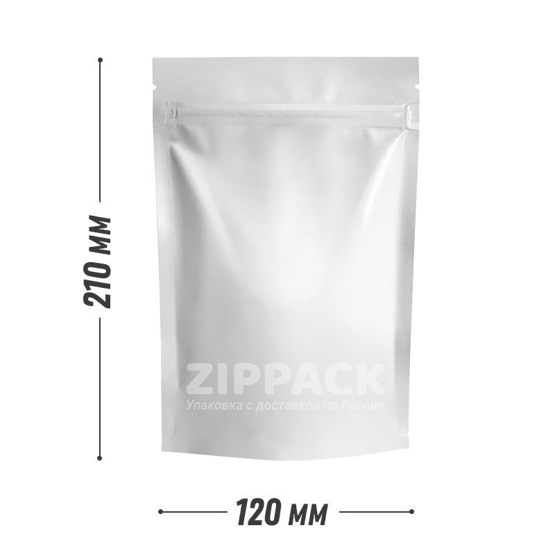 БЕЛЫЙ МАТОВЫЙ ДОЙ-ПАКЕТ 120х210 мм | Металлизированный с замком zip-lock D2205