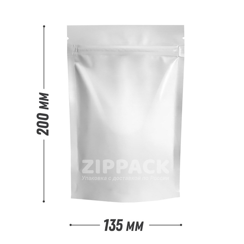 БЕЛЫЙ МАТОВЫЙ ДОЙ-ПАКЕТ 135х200 мм | Металлизированный с замком zip-lock D2215