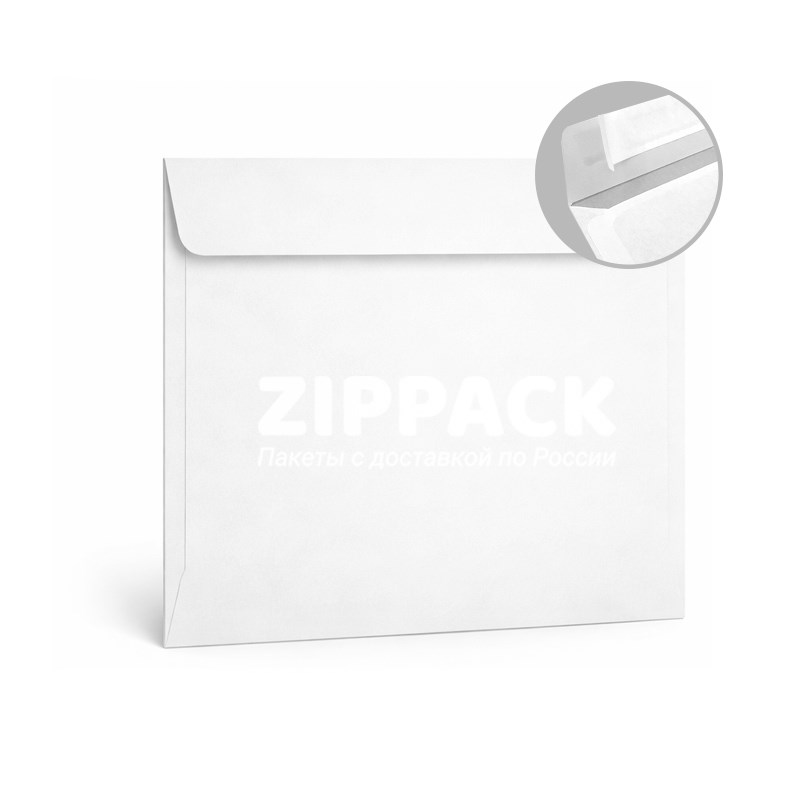 Белый квадратный конверт 150х150 мм | 80 гр./м2 | Прямой клапан лента К8С