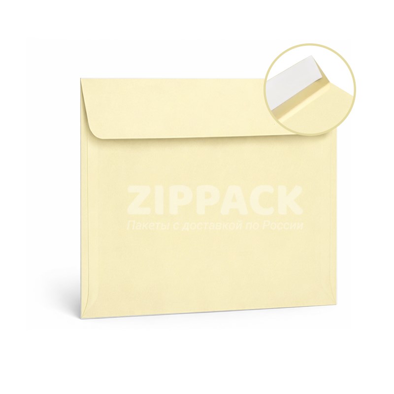 Конверт кремовый квадратный 160х160 мм | Матовый офсет 120 гр./м2 | Лента A600